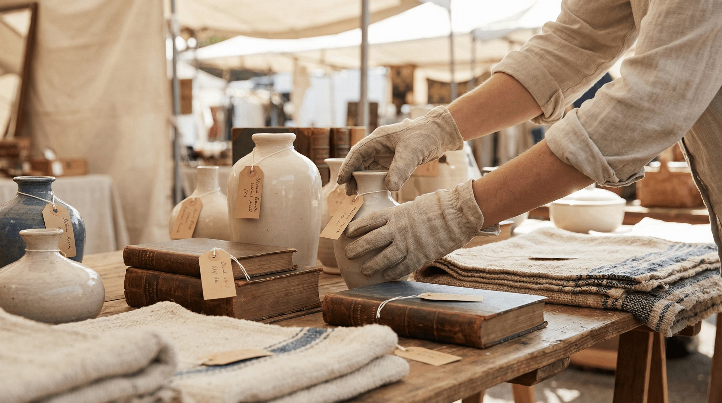 Person som säljer på loppis