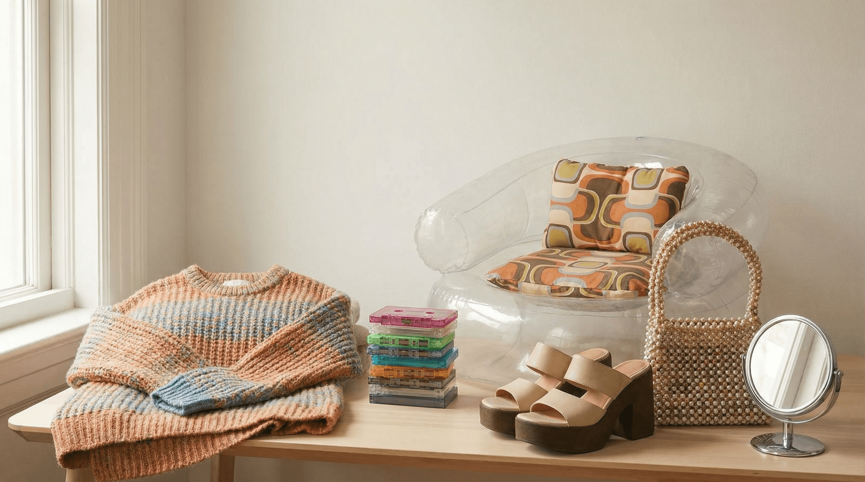 Trendig vintage-kläder på galgar